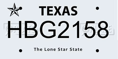 HBG2158 Texas License Plate