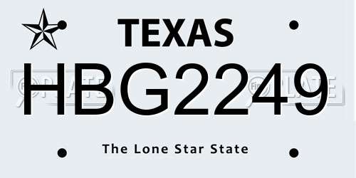HBG2249 Texas License Plate