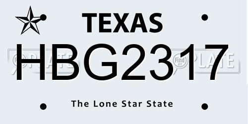 HBG2317 Texas License Plate