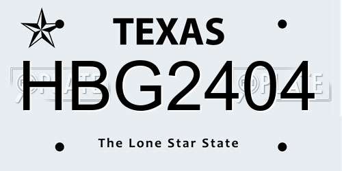 HBG2404 Texas License Plate