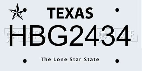 HBG2434 Texas License Plate
