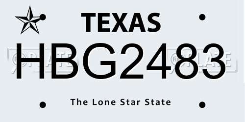 HBG2483 Texas License Plate