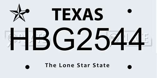 HBG2544 Texas License Plate