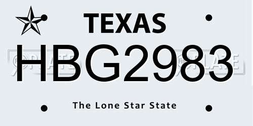 HBG2983 Texas License Plate