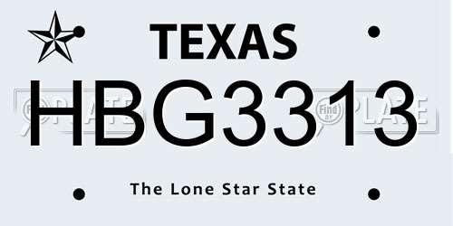 HBG3313 Texas License Plate