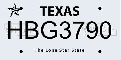 HBG3790 Texas License Plate