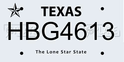 HBG4613 Texas License Plate