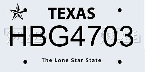 HBG4703 Texas License Plate