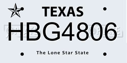 HBG4806 Texas License Plate