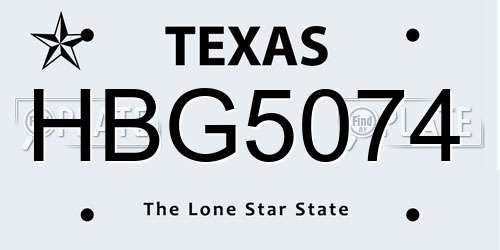 HBG5074 Texas License Plate