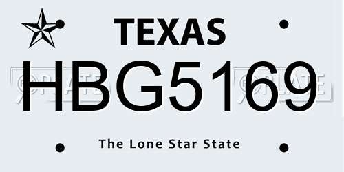 HBG5169 Texas License Plate