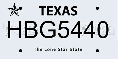 HBG5440 Texas License Plate