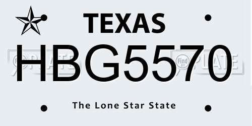HBG5570 Texas License Plate