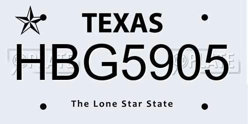 HBG5905 Texas License Plate