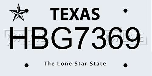 HBG7369 Texas License Plate