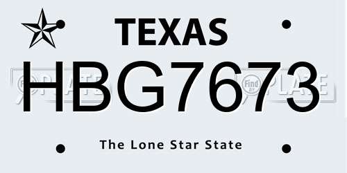 HBG7673 Texas License Plate
