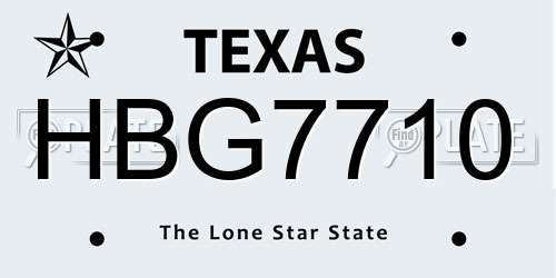 HBG7710 Texas License Plate