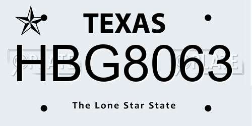 HBG8063 Texas License Plate