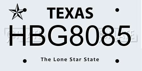 HBG8085 Texas License Plate