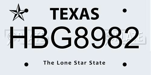 HBG8982 Texas License Plate