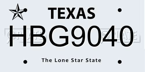 HBG9040 Texas License Plate