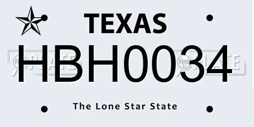 HBH0034 Texas License Plate