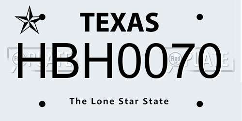 HBH0070 Texas License Plate