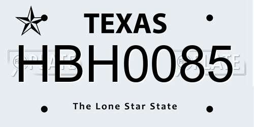 HBH0085 Texas License Plate