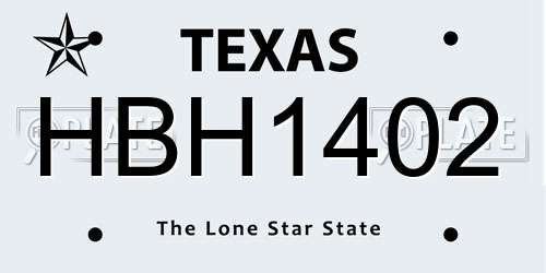 HBH1402 Texas License Plate