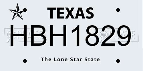 HBH1829 Texas License Plate