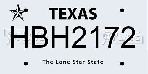 HBH2172 Texas License Plate