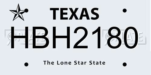 HBH2180 Texas License Plate