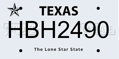 HBH2490 Texas License Plate
