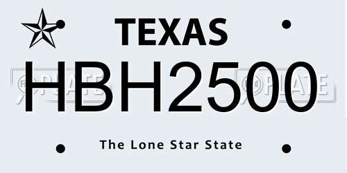 HBH2500 Texas License Plate