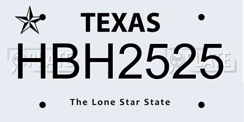 HBH2525 Texas License Plate