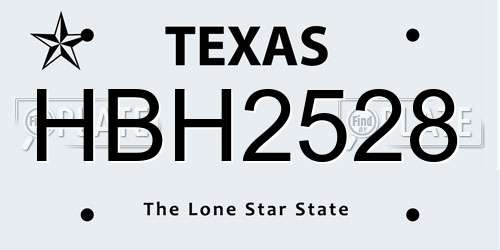 HBH2528 Texas License Plate