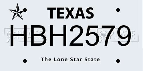 HBH2579 Texas License Plate