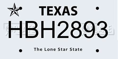 HBH2893 Texas License Plate