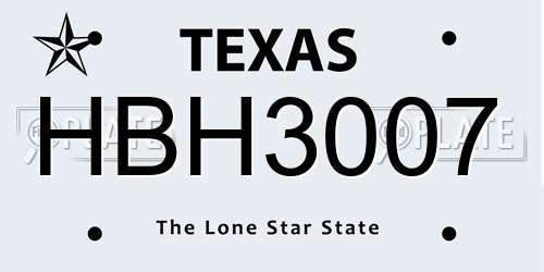 HBH3007 Texas License Plate