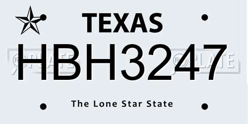 HBH3247 Texas License Plate