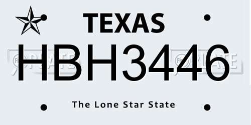 HBH3446 Texas License Plate