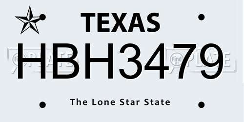 HBH3479 Texas License Plate