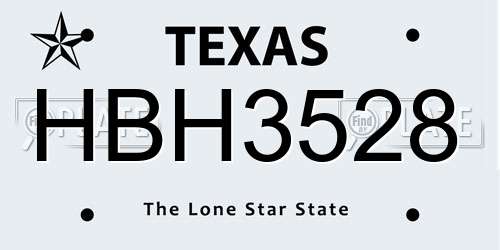 HBH3528 Texas License Plate