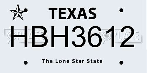 HBH3612 Texas License Plate