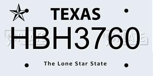 HBH3760 Texas License Plate