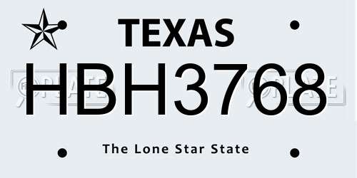 HBH3768 Texas License Plate