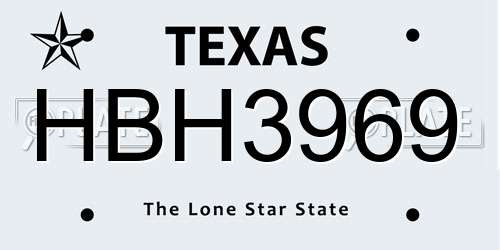 HBH3969 Texas License Plate