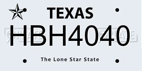 HBH4040 Texas License Plate