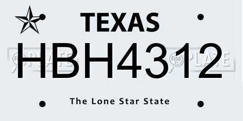 HBH4312 Texas License Plate