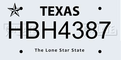 HBH4387 Texas License Plate